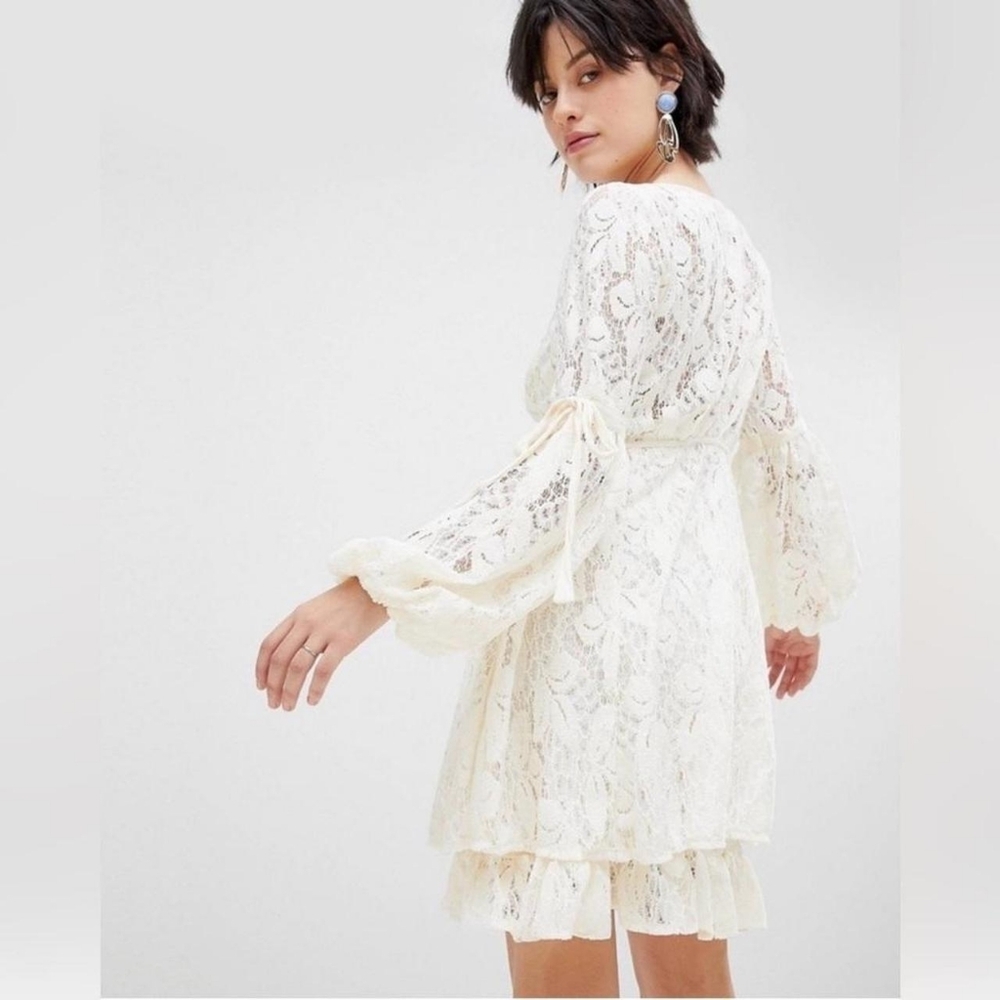 NWT Free People Ruby Lace Mini Dress Cream Ivory Cottagecore US Wmns Size Medium - Picture 4 of 10